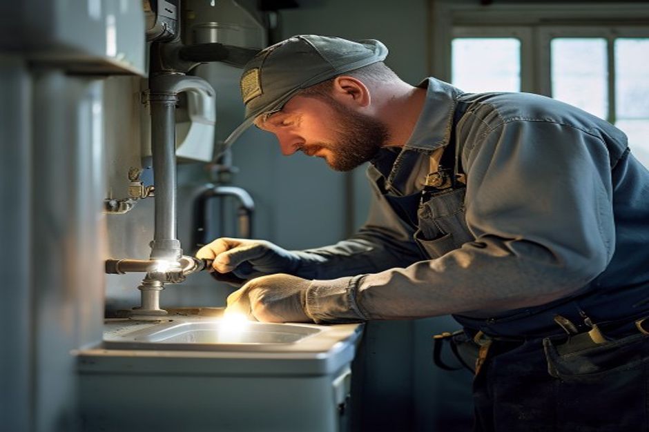 Bill Fry on a residential plumbing job